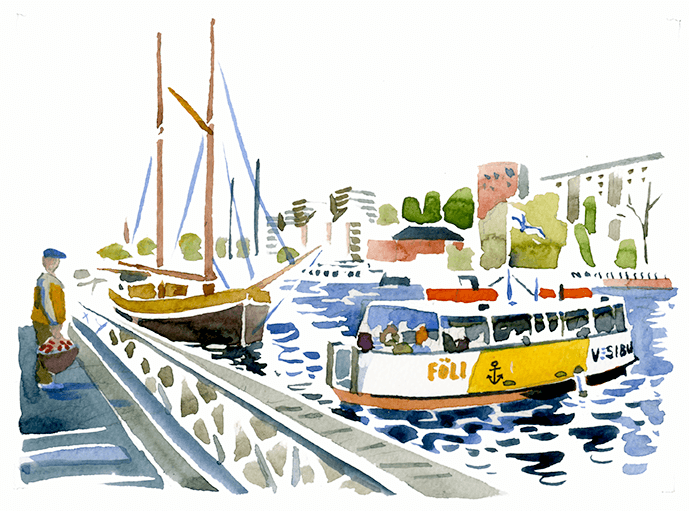 Vesibussi, illustration för Åland Post 2019